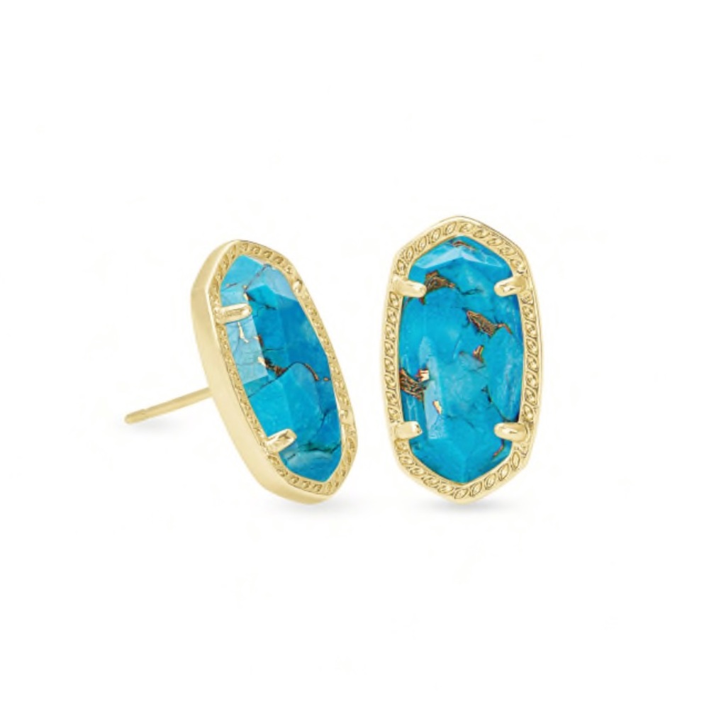 Elle stud - turquoise with gold veining